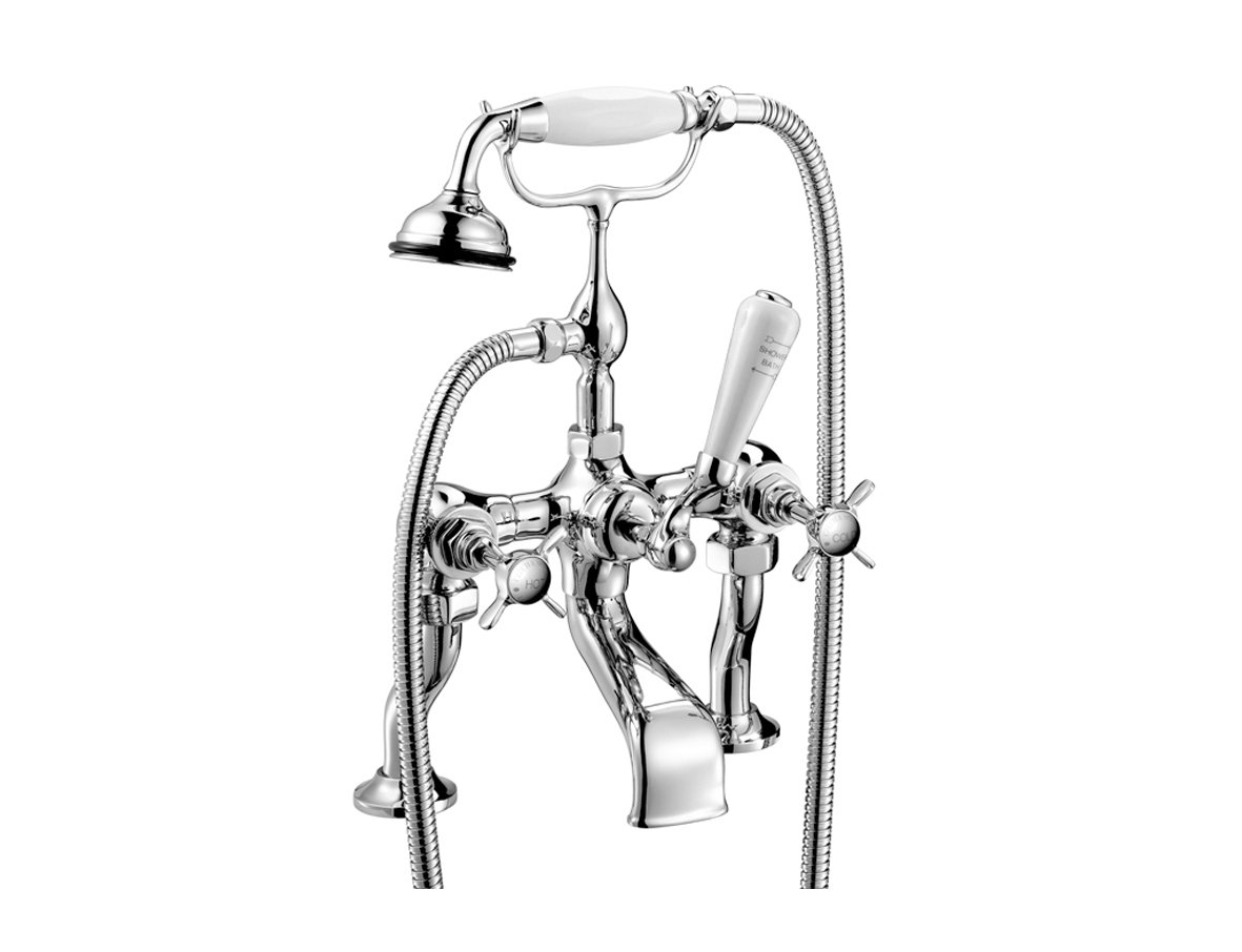 Luxury Designer Edwardian Deck Mounted Two Hole Bath Mixer With Stand
